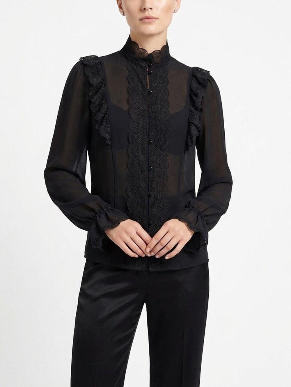 Vintage Club Prive Blouse Black Size Small Elegant Victorian Whimsigoth Blouse